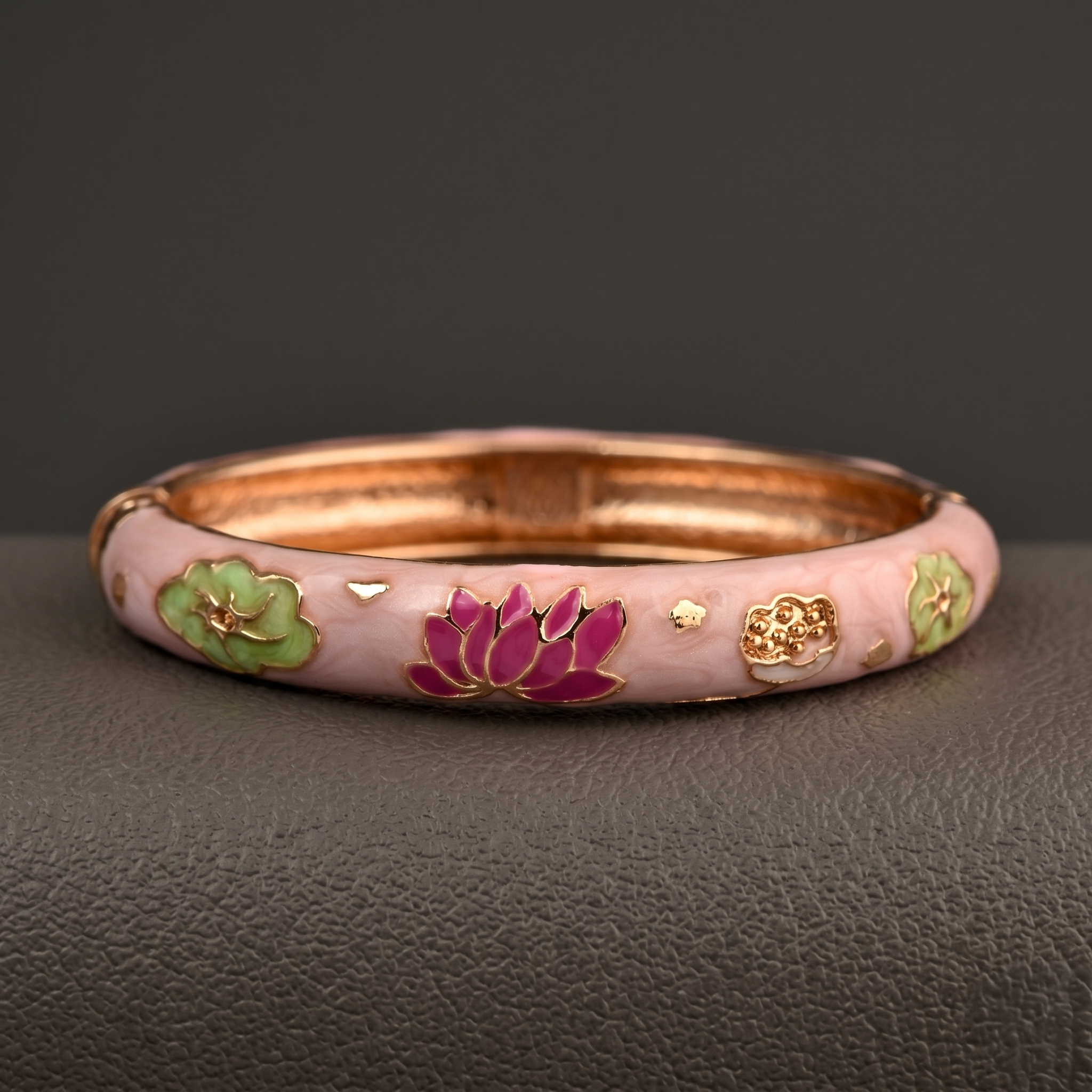 Lotus Pattern Enamel/Meenakari Bracelet alternate angle - Avalna